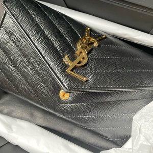 YSL Saint Laurent monogram matlassé leather flap Wallet